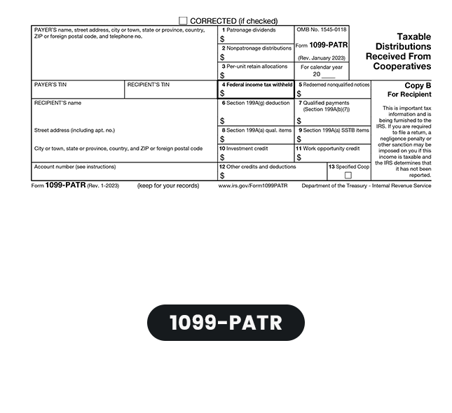 Form 1099-PATR, Taxable Distributions Received From Cooperatives
