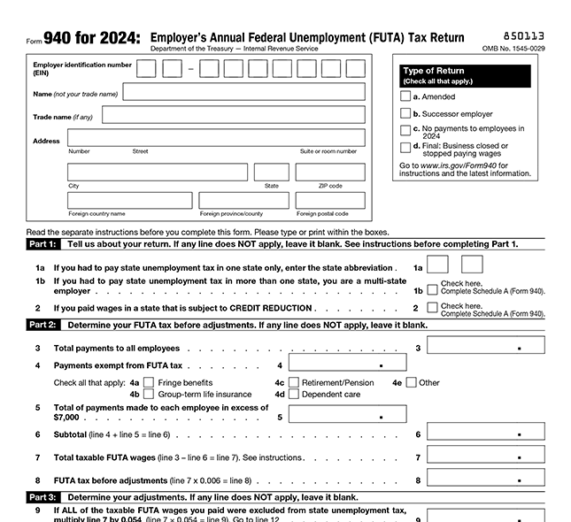 940 - Employer's Annual Federal Unemployment ( FUTA ) Tax Return