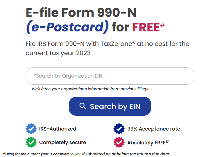 Form 990-N (e-Postcard) E-filing