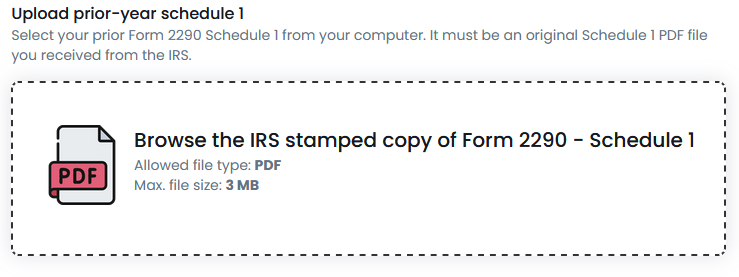 Upload the previous year's schedule 1