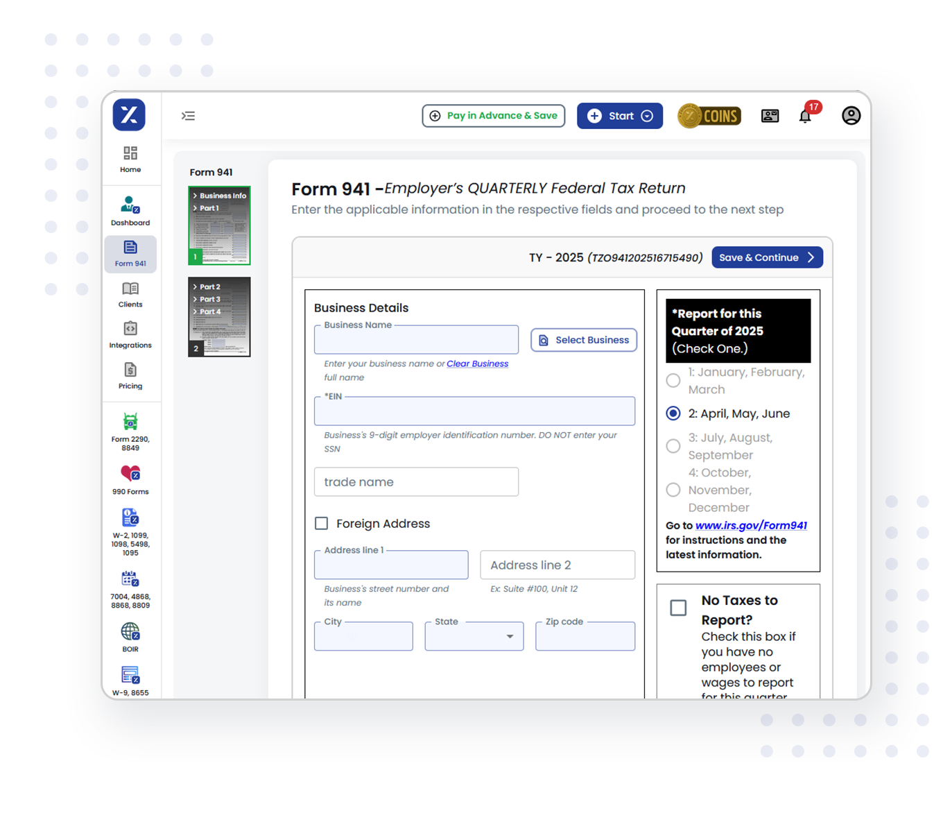 How to e-file IRS employment tax forms for your organization using TaxZerone?