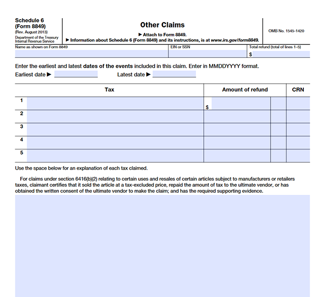 Form 8849 - Schedule 6
